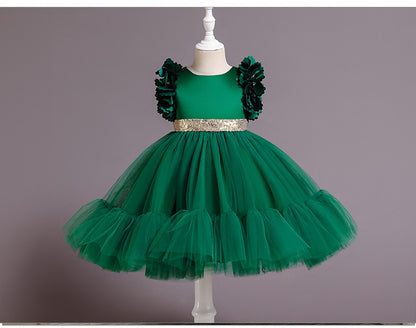 Vestido de fiesta de tul con mangas abullonadas