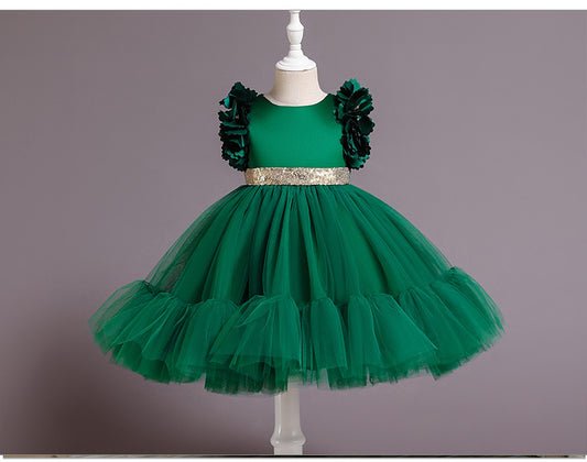 Vestido de fiesta de tul con mangas abullonadas