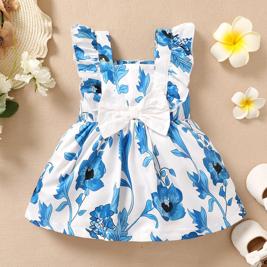 Vestido Infantil Floral Azul