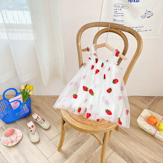 Vestido Infantil Tul Fresas