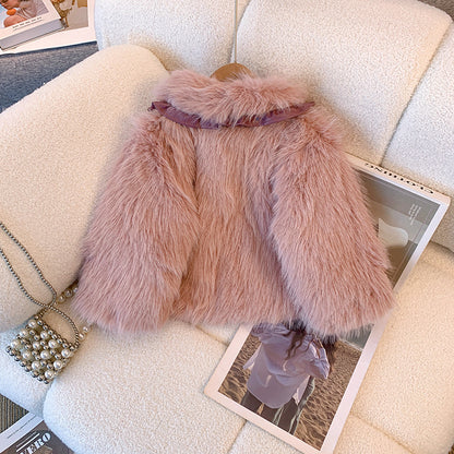 Abrigo de Piel Rosa para Niñas