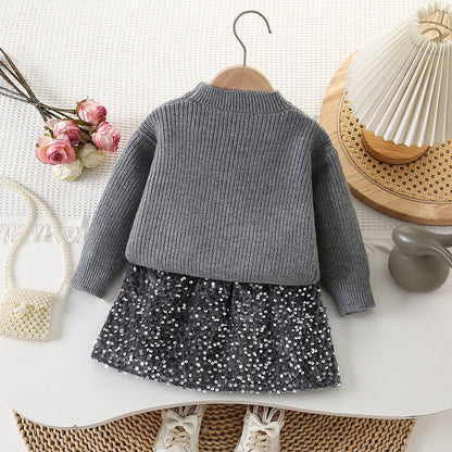 Conjunto de Niña Brillante Con Lazo