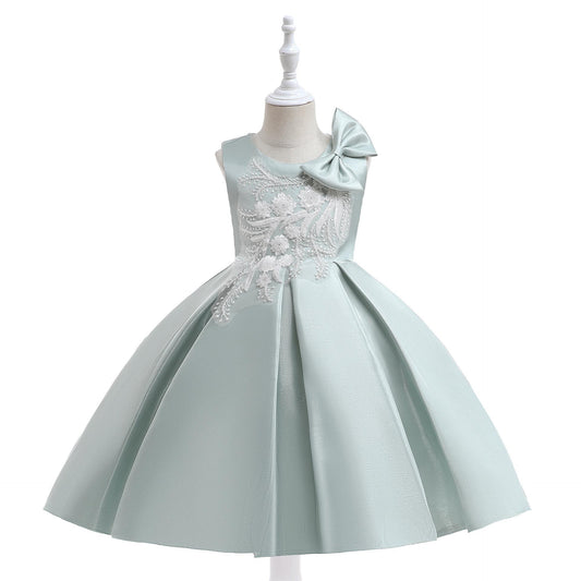 Vestido de fiesta infantil floral y lazo