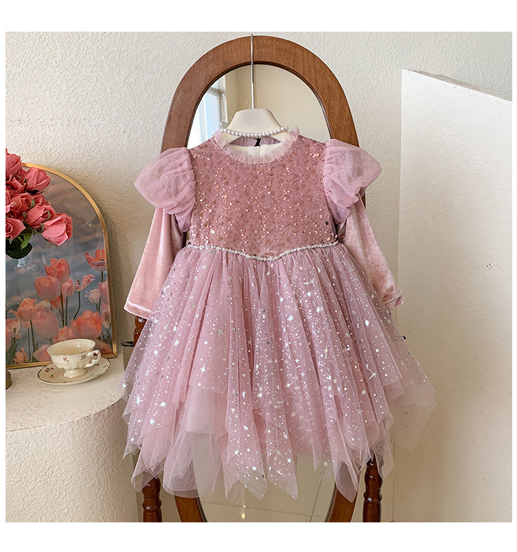 Vestido de Fiesta Infantil Rosa Brillante