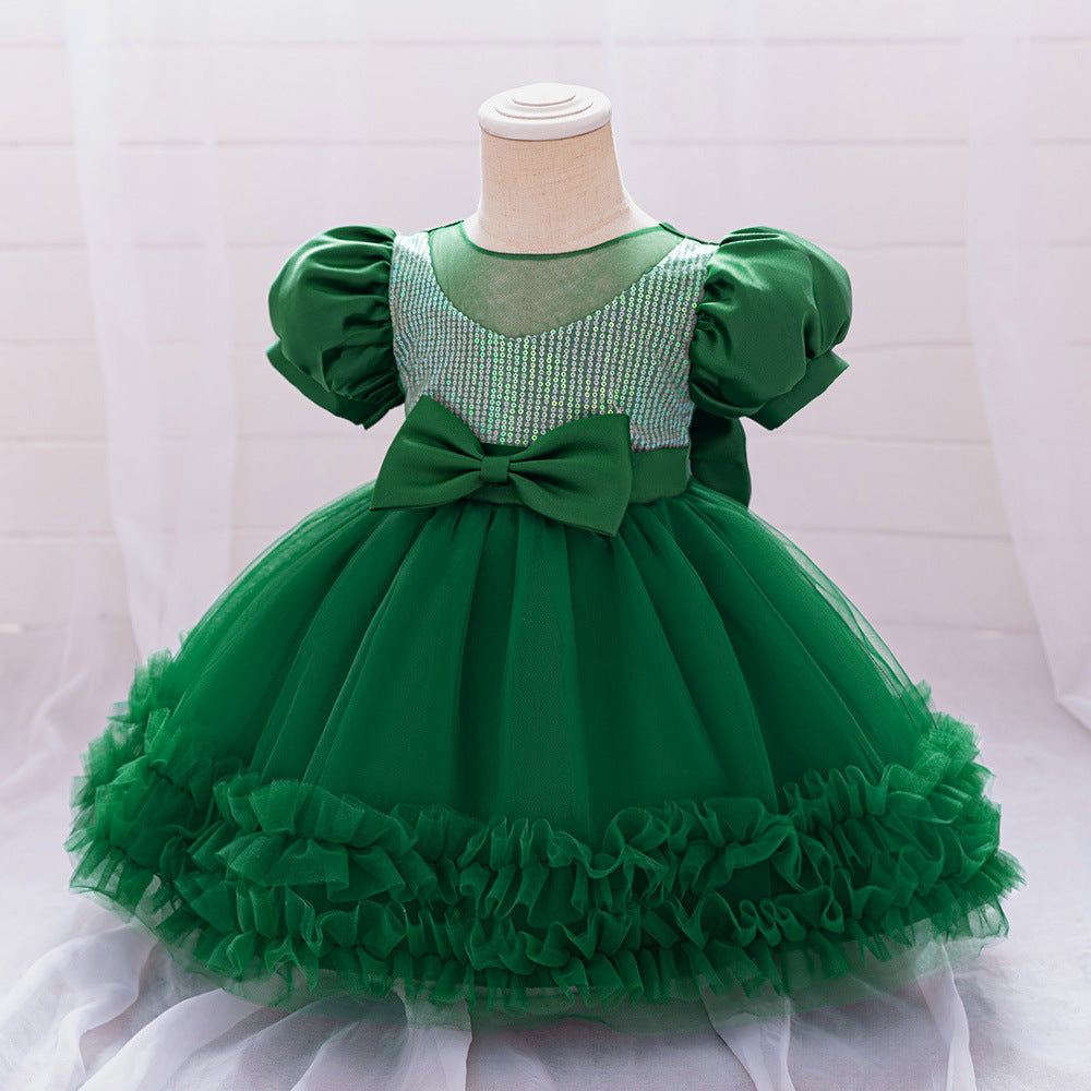 Vestido de Fiesta Infantil Lentejuelas Lazo