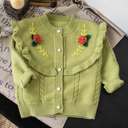 Cárdigan de una punta para mujer y niño, flores