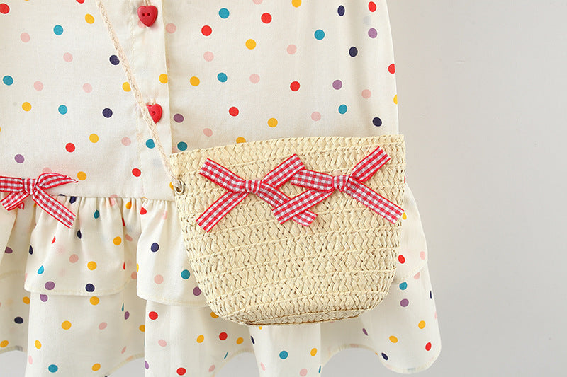 Vestido Infantil de Lunares con Lazos