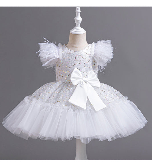 Vestido de fiesta infantil con lazo brillante