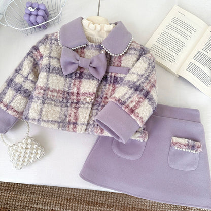Conjunto de invierno para niña con perlas