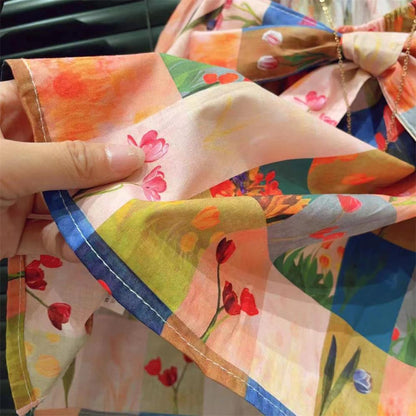 Vestido Infantil de Cuadros Florales