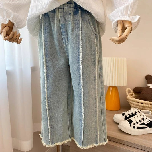 Pantalones  Deshilachados Wide Lig para niñas