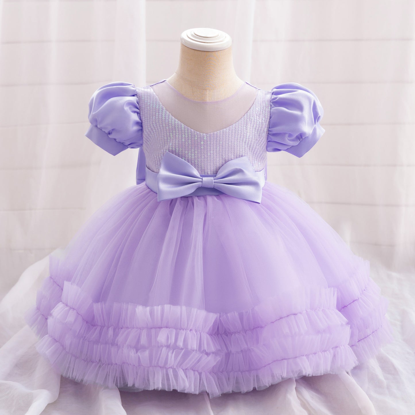 Vestido de Fiesta Infantil Lentejuelas Lazo