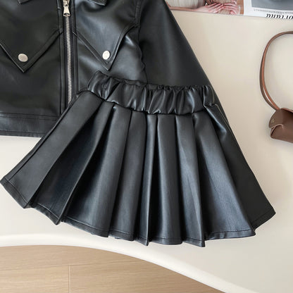 Conjunto Infantil de Mujer Chaqueta y Falda Plisada
