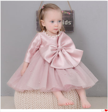 Vestido de Fiesta Infantil Perlas y Lazo