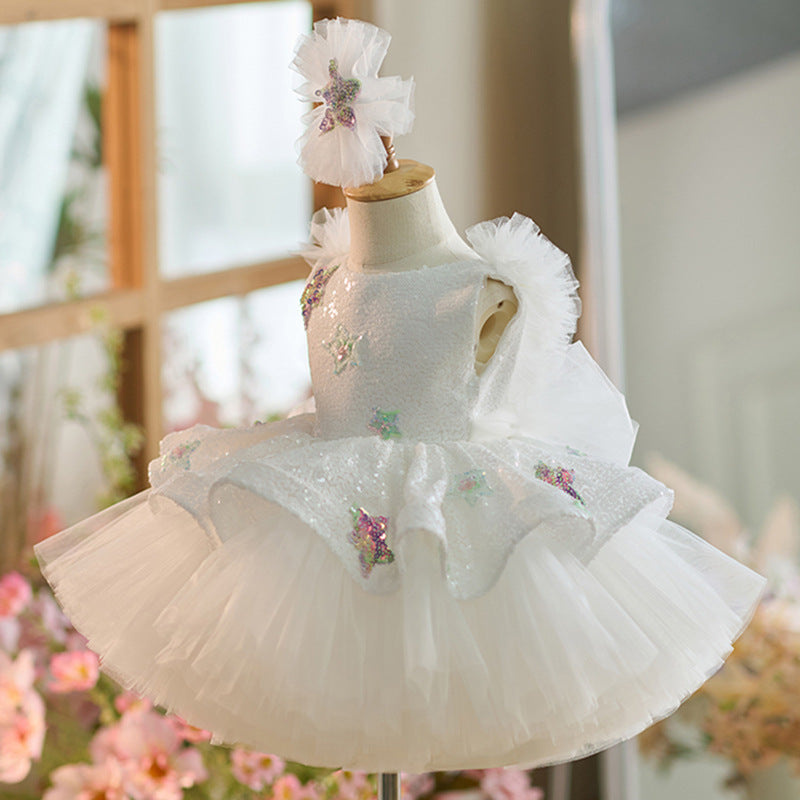Vestido de Fiesta Infantil Estrellas Blancas