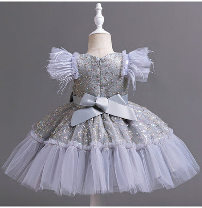 Vestido de fiesta infantil con lazo brillante