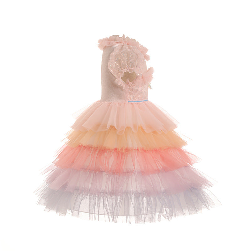 Vestido de Fiesta Infantil Tul Colores Lazo