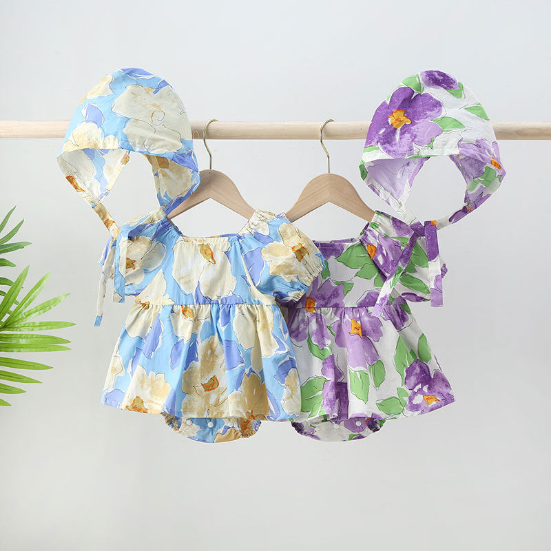 Body Infantil Floral + Gorro