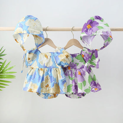 Body Infantil Floral + Gorro