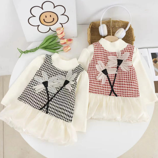 Vestido infantil de tweed con flores
