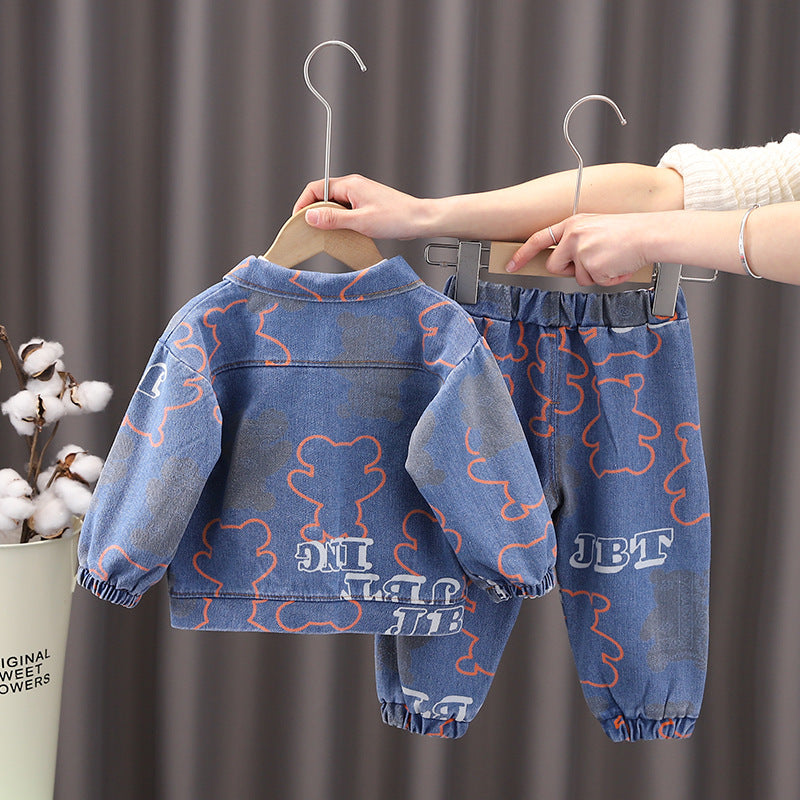 Conjunto de Jeans de 3 Piezas con Osito de Peluche para Niños
