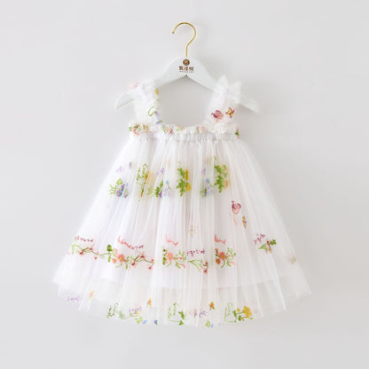 Vestido Infantil De Flores De Tul