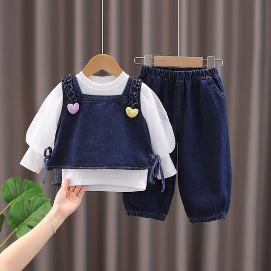 Conjunto Infantil Mujer 3 Piezas Corazones