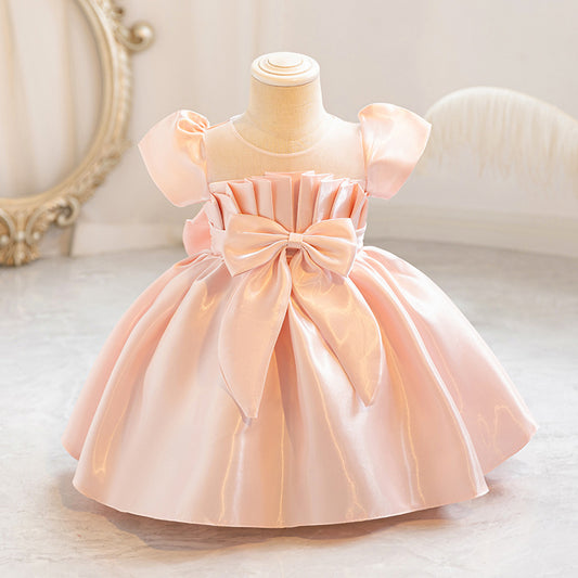 Vestido de fiesta infantil con lazo
