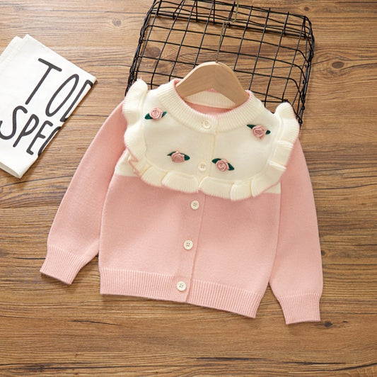 Cárdigan con cuello floral para niños