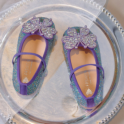 Zapatos de mariposa para niños con purpurina