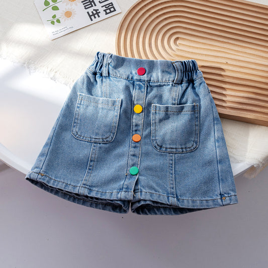 Falda Corta Con Botones de Colores