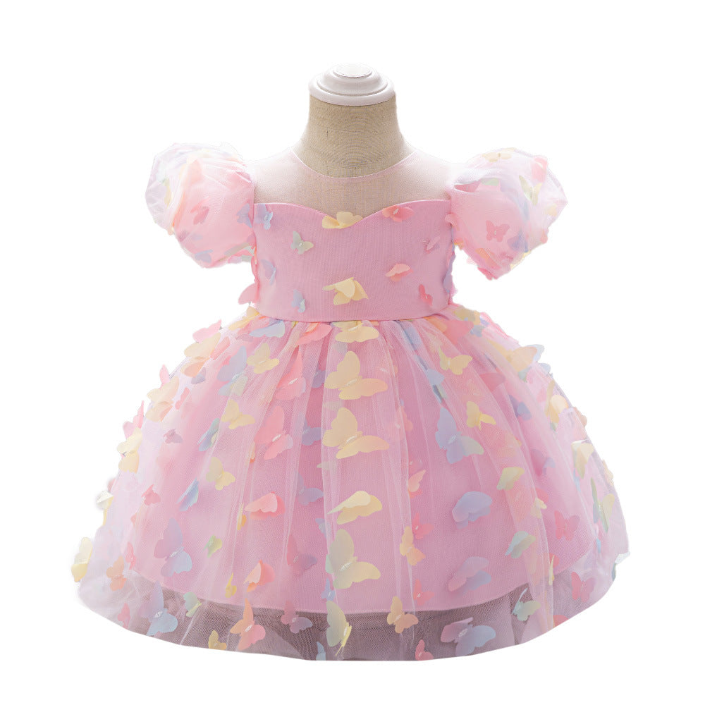 Vestido de Tul con Mariposas de Colores