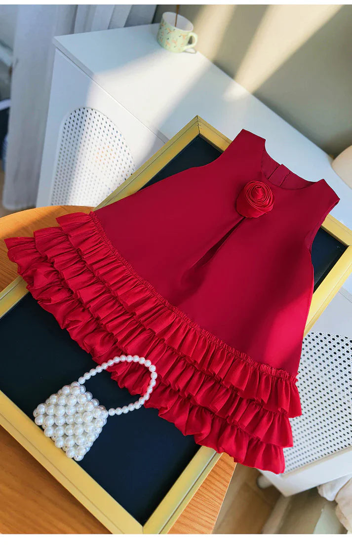 Vestido de Niña con Flores y Bajo de Tul