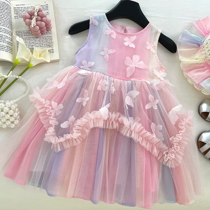 Vestido infantil de tul con mariposas