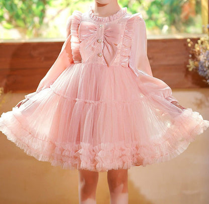 Vestido Infantil Tul Encaje Perlas