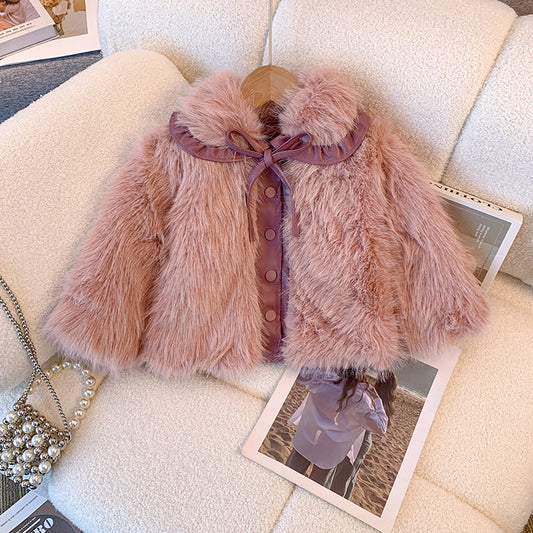 Abrigo de Piel Rosa para Niñas