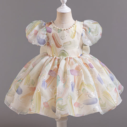 Vestido Infantil De Festa Corações e Pérolas