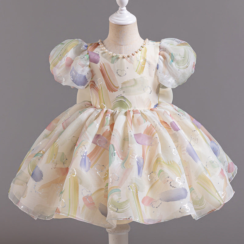Vestido Infantil De Festa Corações e Pérolas