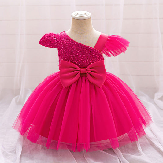 Vestido de Fiesta Infantil de Pedrería con Lazo