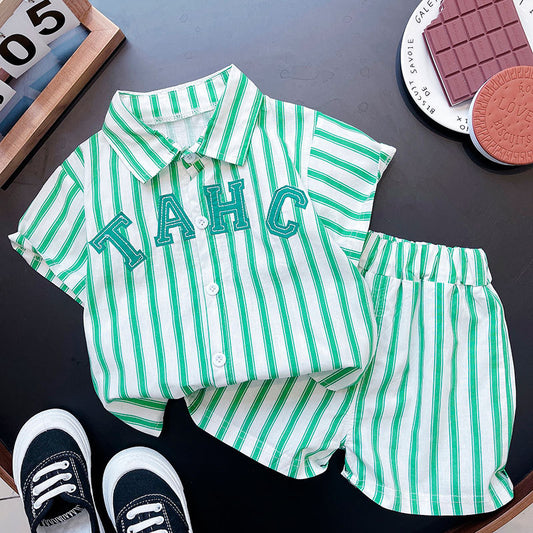 Conjunto Infantil Hombre Rayas Verdes