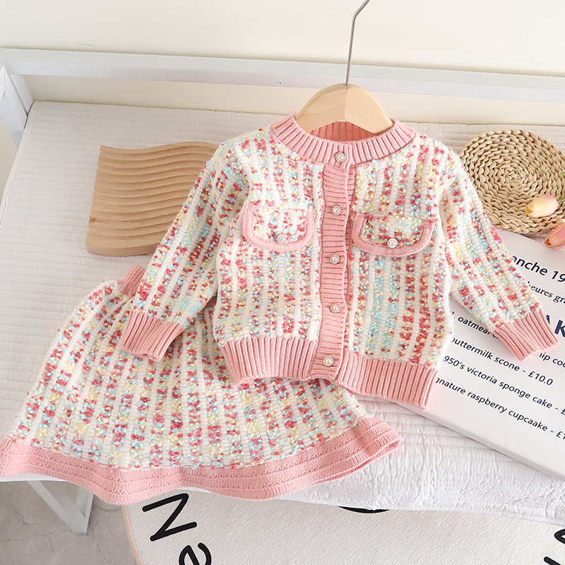 Conjunto de invierno de tweed para mujer y niño