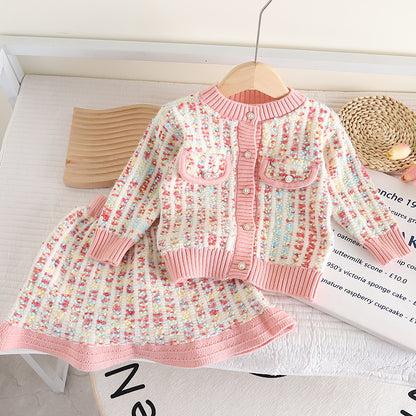 Conjunto de invierno de tweed para mujer y niño