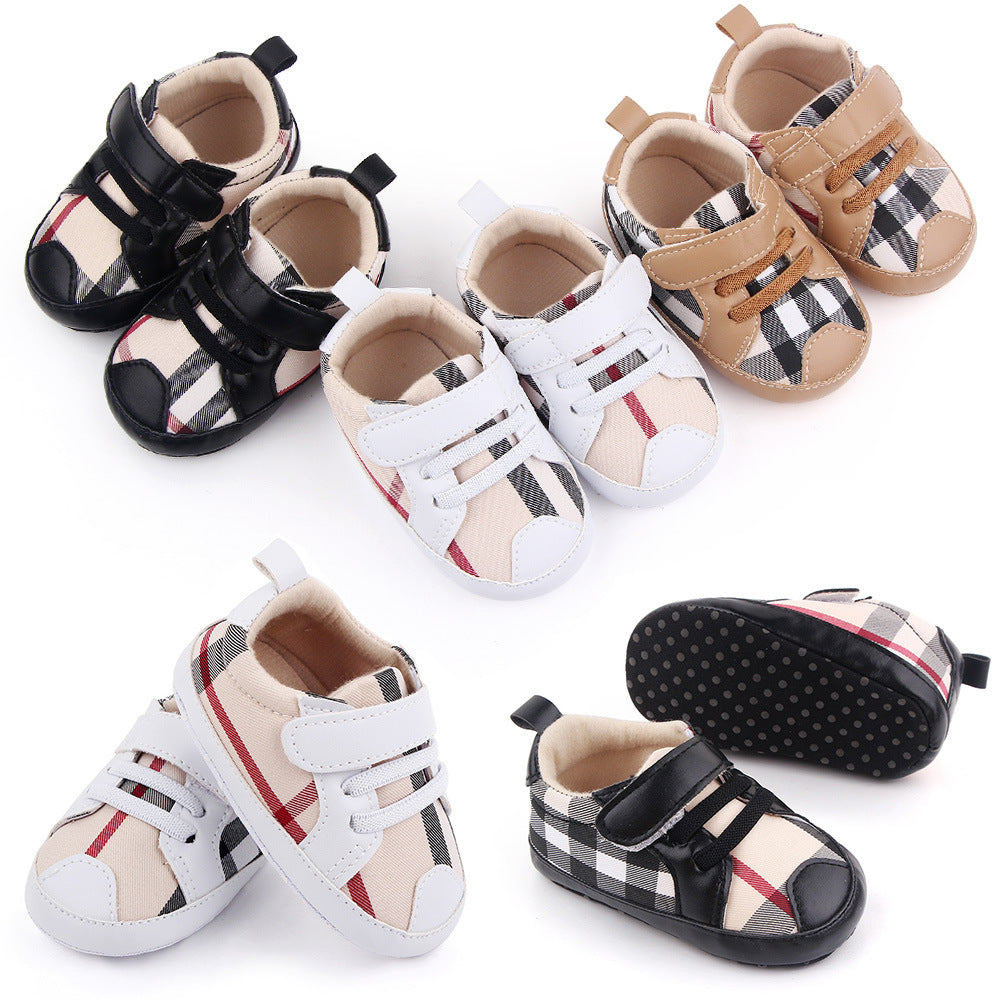 Zapatillas de velcro a cuadros para niños