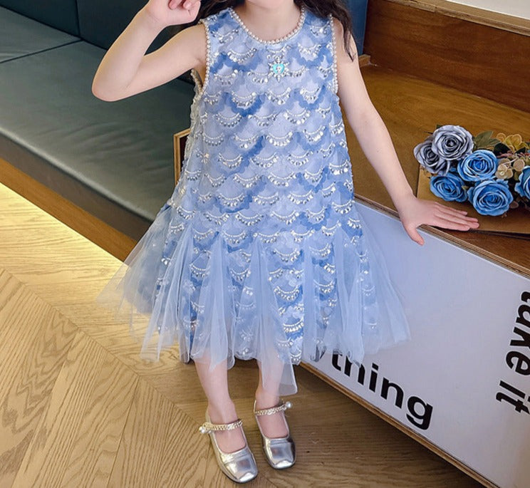 Vestido infantil sirena brillante