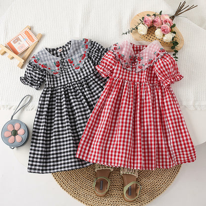 Vestido Infantil Cuadros Cerezas