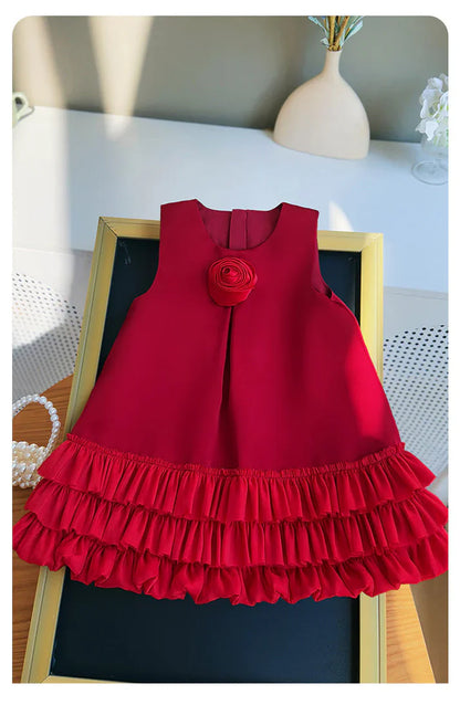 Vestido de Niña con Flores y Bajo de Tul