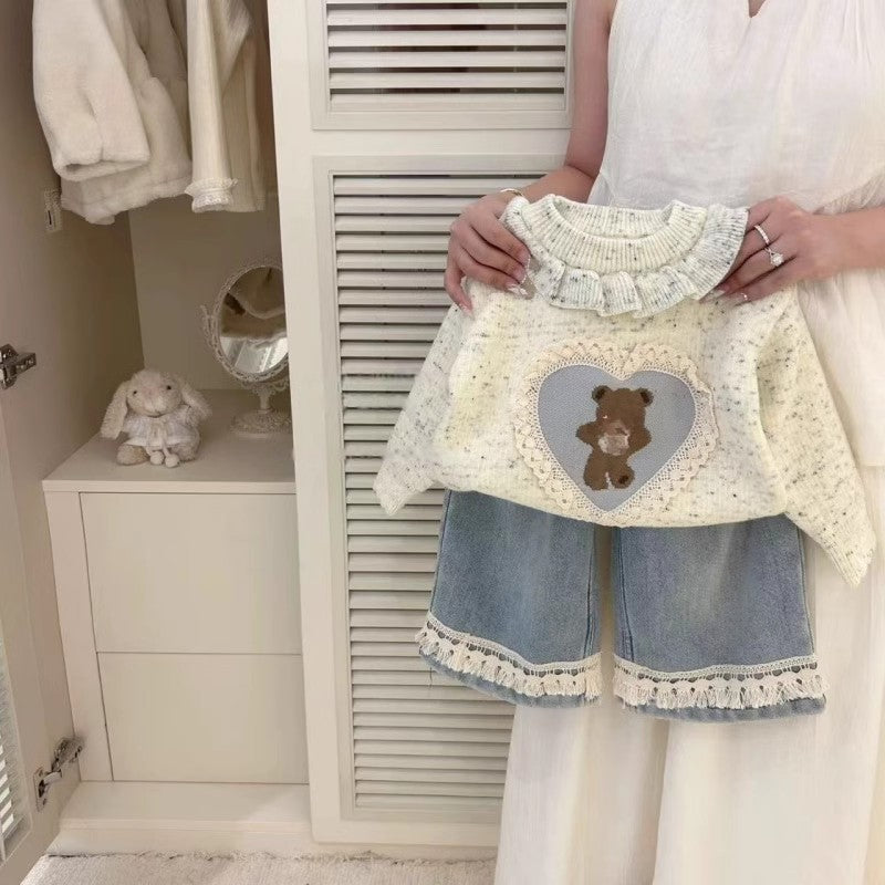 Blusa de Invierno para Niña Con Osito de Peluche