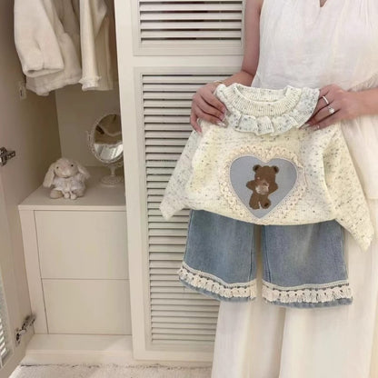 Blusa de Invierno para Niña Con Osito de Peluche