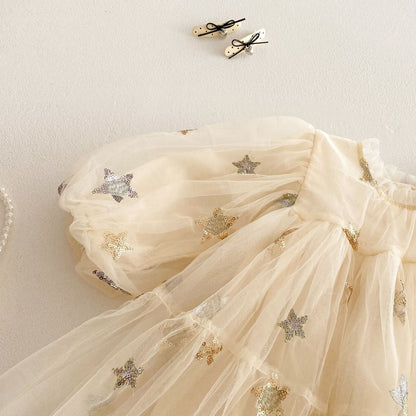 Vestido Infantil de Tul con Estrellas