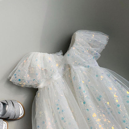 Vestido Infantil Blanco Brillante